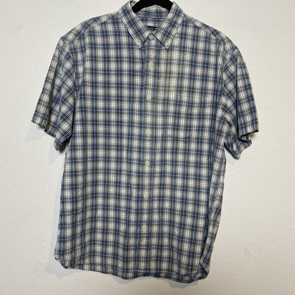 Sonoma Blue Plaid‎ Checkered Button Down Short Sleeve Mens Medium